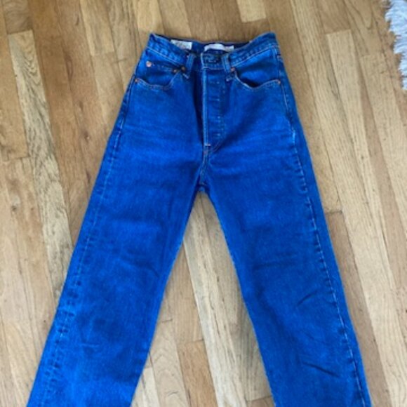 Levi's Ribcage Straight Jeans - Georgie Wash - Size 24 - Picture 2 of 4